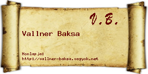 Vallner Baksa névjegykártya